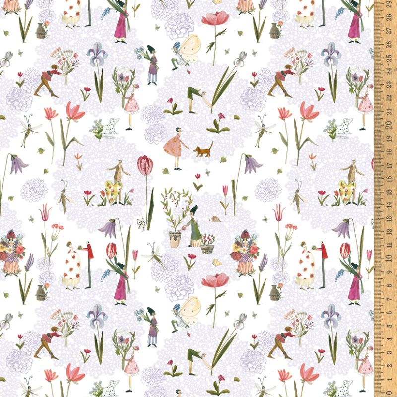 Baumwollstoff-Stoff 3523-979 Gartenküsse von Acufactum
