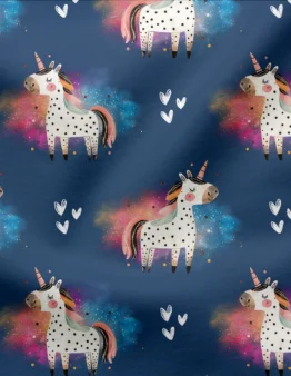 French Terry The last Unicorn dunkelblau
