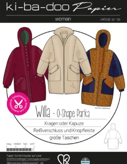 Damen Willa - O - Shape Parka Gr. 32-58 - DIN A 0 Schnittmuster und Anleitung als Broschüre
