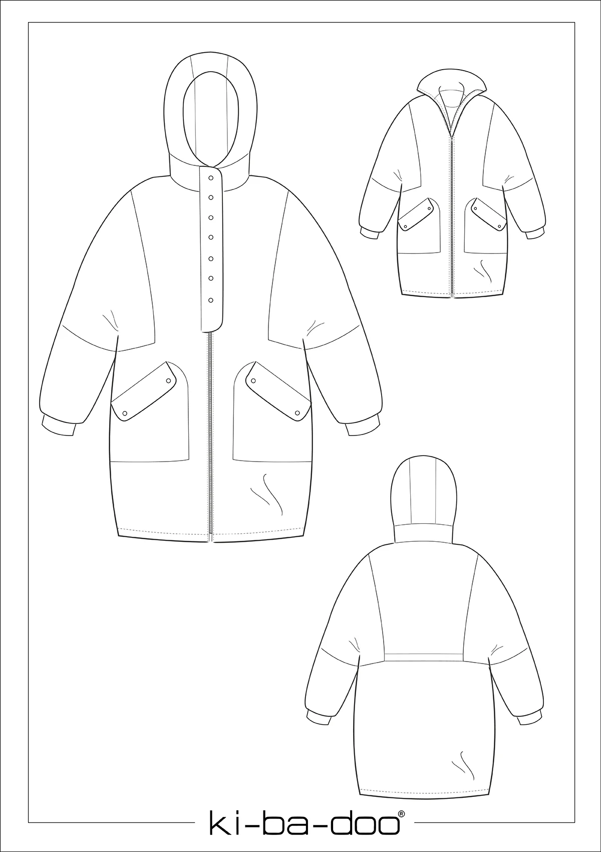 Damen Willa - O - Shape Parka Gr. 32-58 - DIN A 0 Schnittmuster und Anleitung als Broschüre