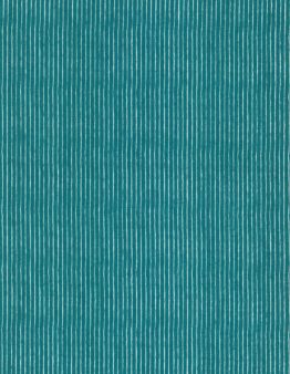 Teal fabric with evenly spaced white vertical pinstripes, close-up of textile pattern.