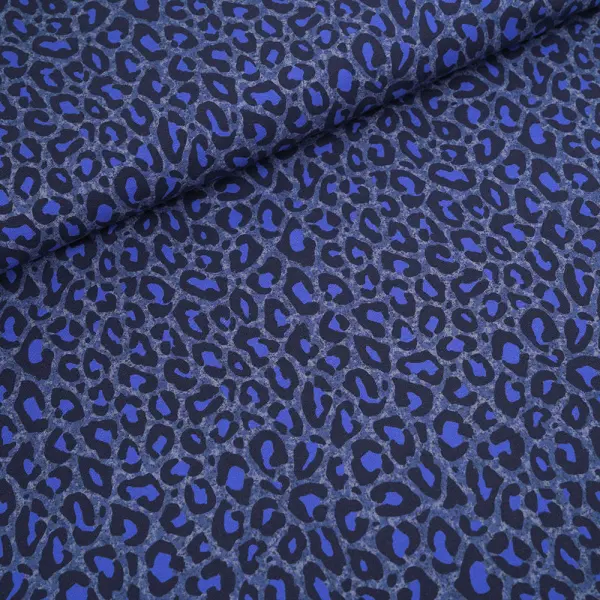 Dark blue and navy leopard print fabric pattern.