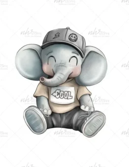 Bügelbild Cool Elephant Mini 4,9 x 5,9cm (Breite x Höhe)