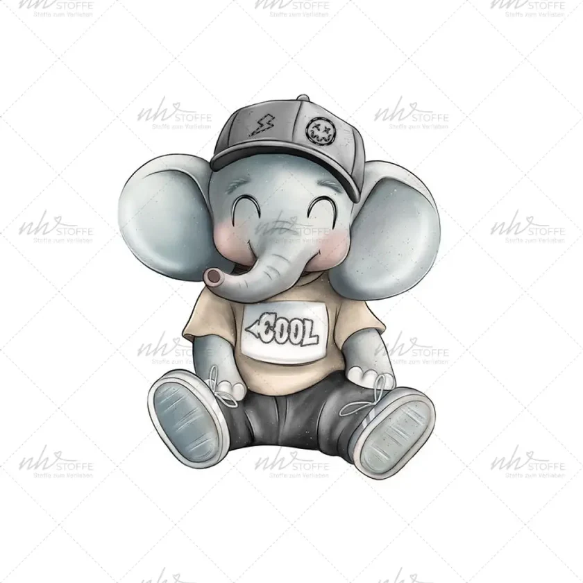 Bügelbild Cool Elephant Mini 4,9 x 5,9cm (Breite x Höhe)